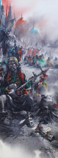 Ali Abbas, 11 x 30 Inch, Watercolor on Paper, Figurative Painting, AC-AAB-158